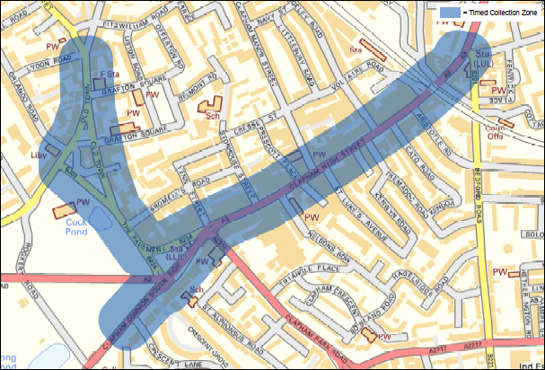 Image showing Clapham timed waste collection area