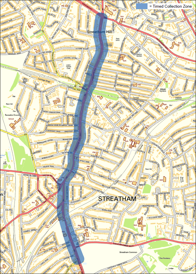 Image showing Streatham timed waste collection area