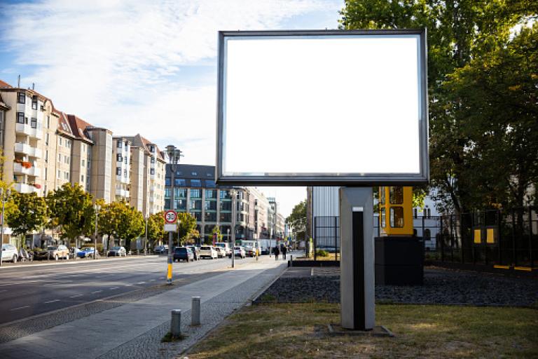 Advertising billboard on main road