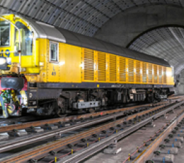 Engineering train in tunnel