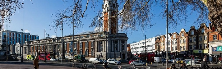 Lambeth Town Hall view from Windrush Square Brixton