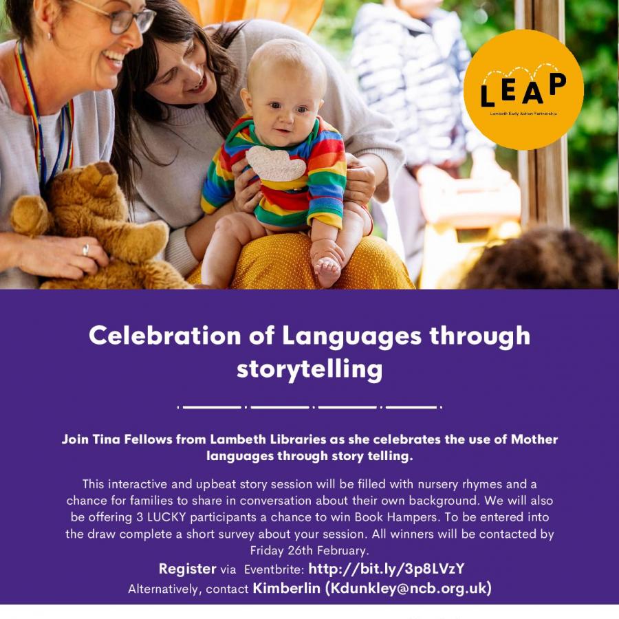 LEAP poster for Mother language sessions