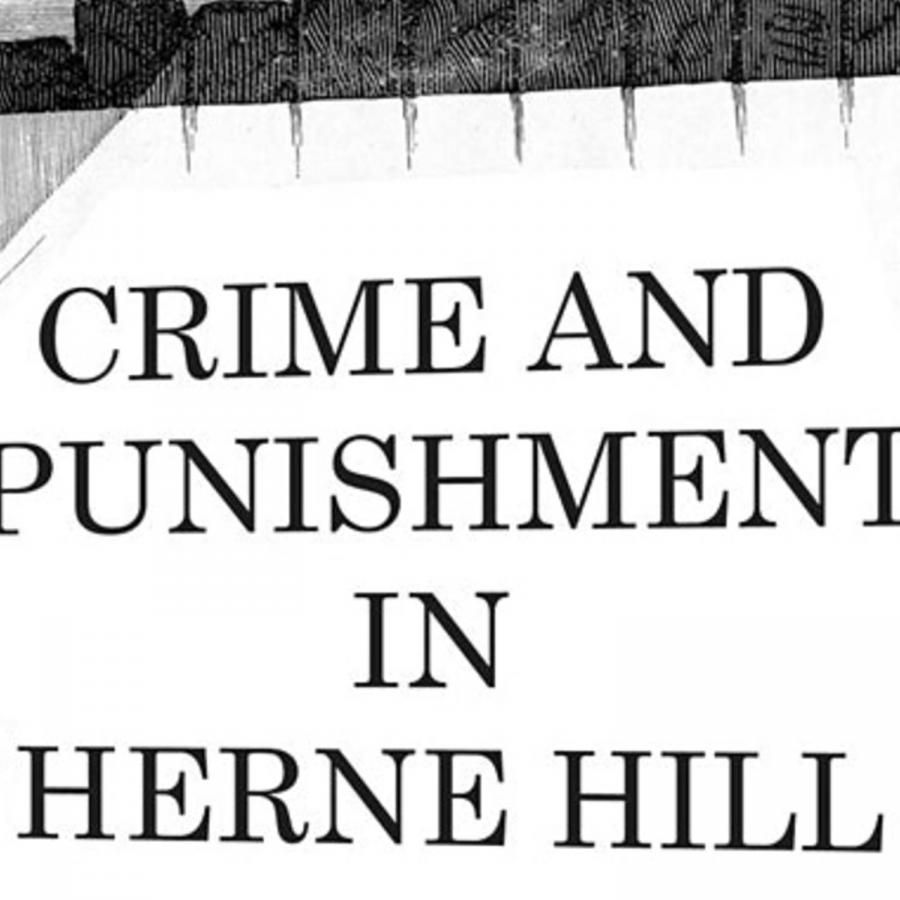 plaque card of crime and punishment in herne hill
